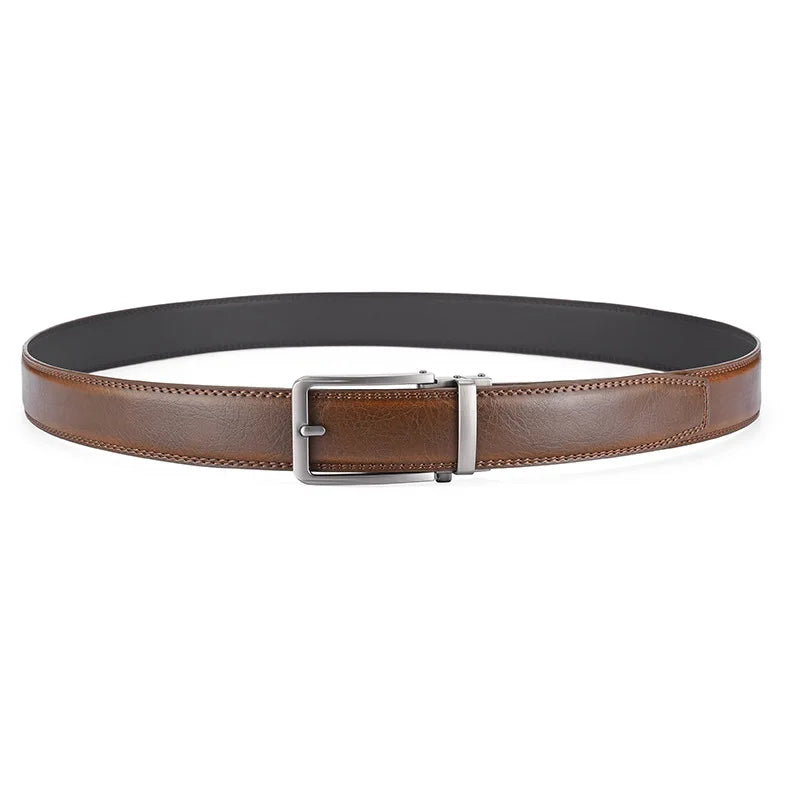Mens Leather Ratchet Belt Automatic Sliding Buckle 35mm Smart Casual