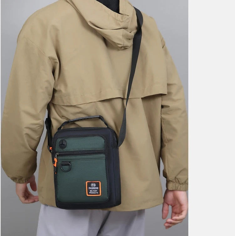 Men's Mini Oxford Messenger Bag with Zipper Closure and Polyester Lining