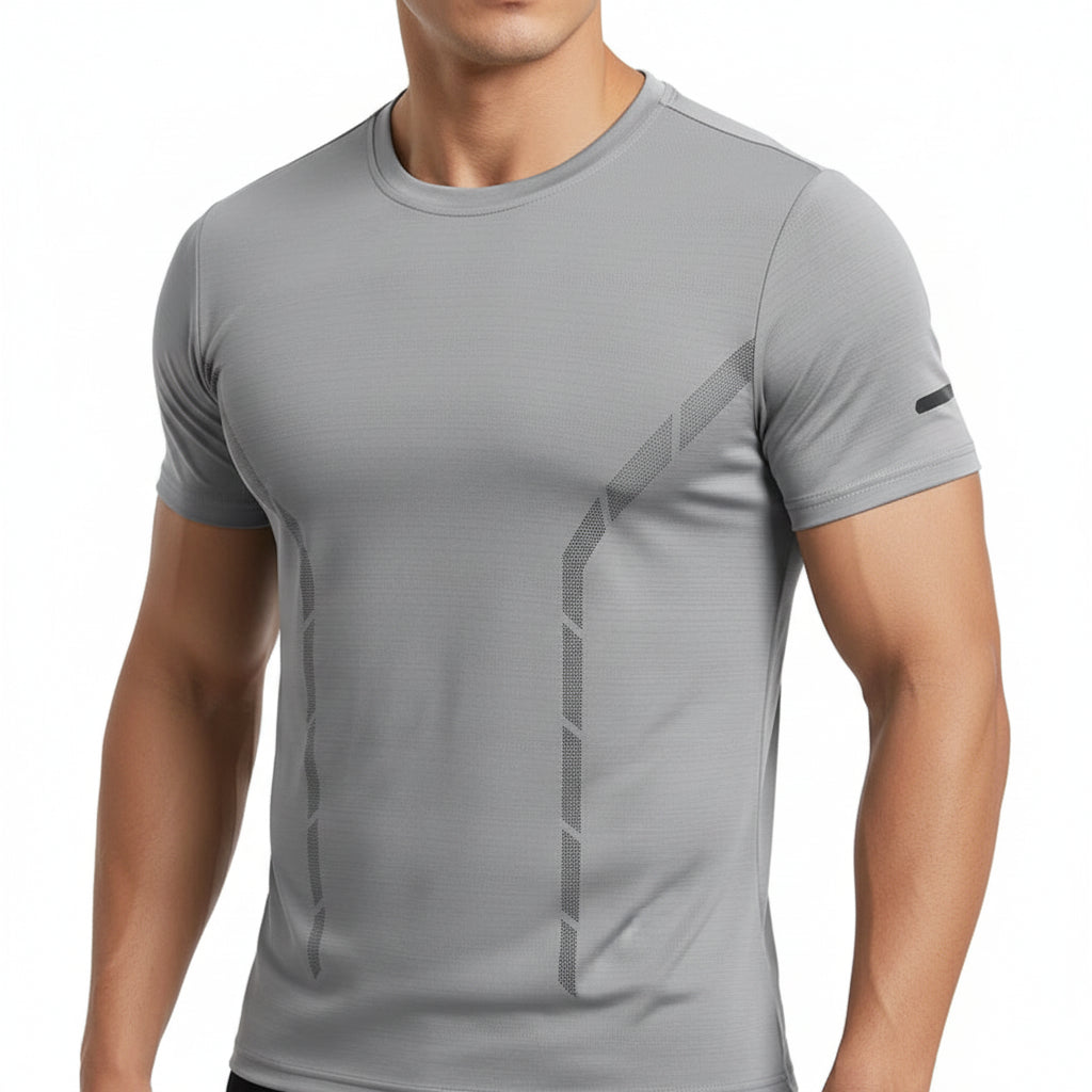 Mens Ice Silk Running T-Shirt | Quick Dry Breathable Reflective Gym Top