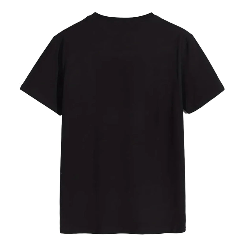 Black t-shirt on a light gray background