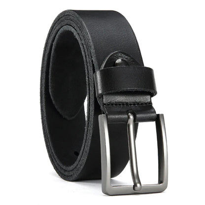 Mens Genuine Cowhide Leather Belt Antique Needle Buckle Casual Jeans Belt 40mm - QHA UK