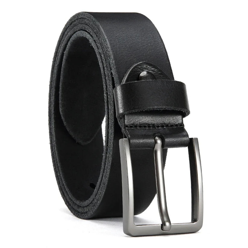Mens Genuine Cowhide Leather Belt Antique Needle Buckle Casual Jeans Belt 40mm - QHA UK