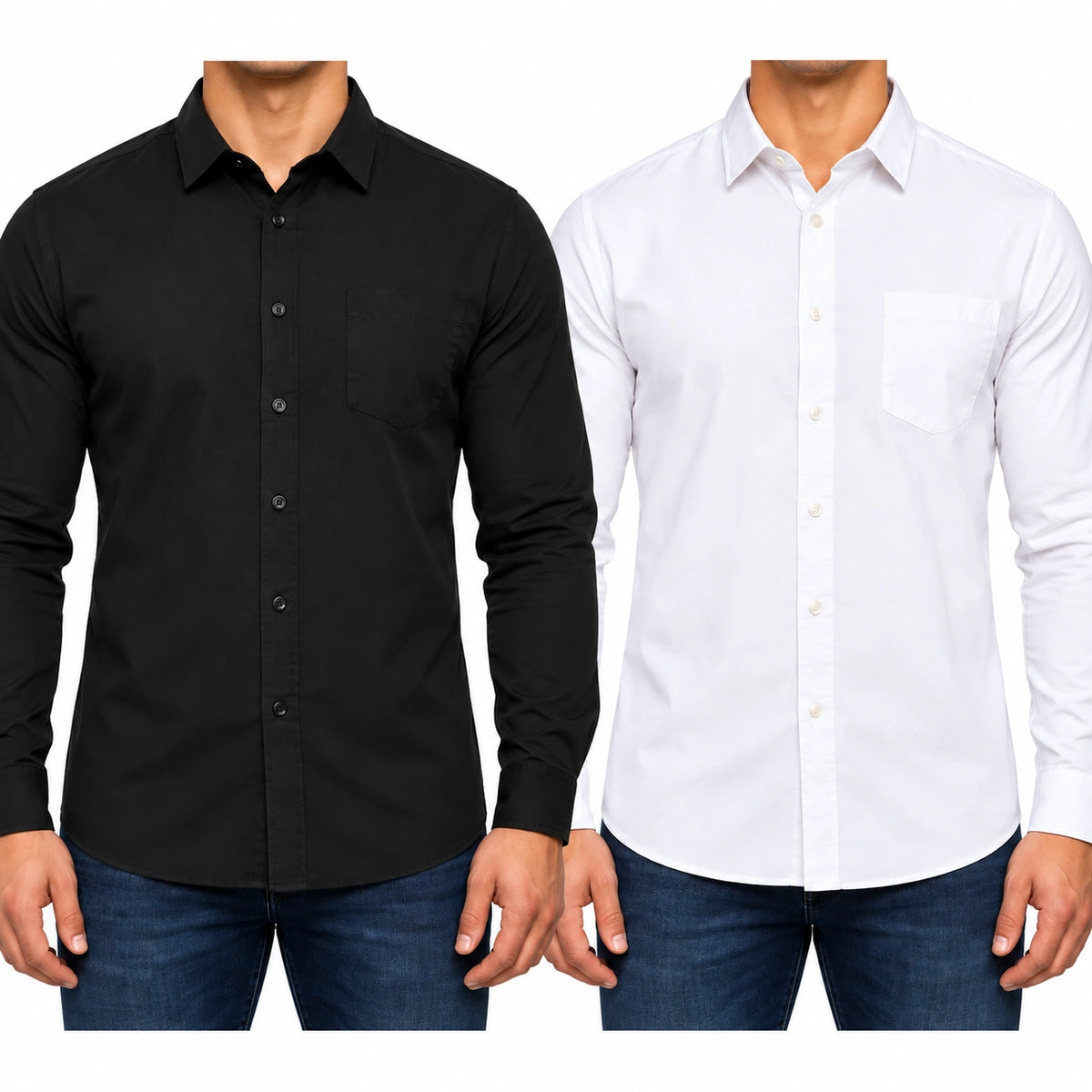 Springfield Men's Plain Long Sleeve Shirt | White or Black