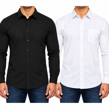 Springfield Men's Plain Long Sleeve Shirt | White or Black