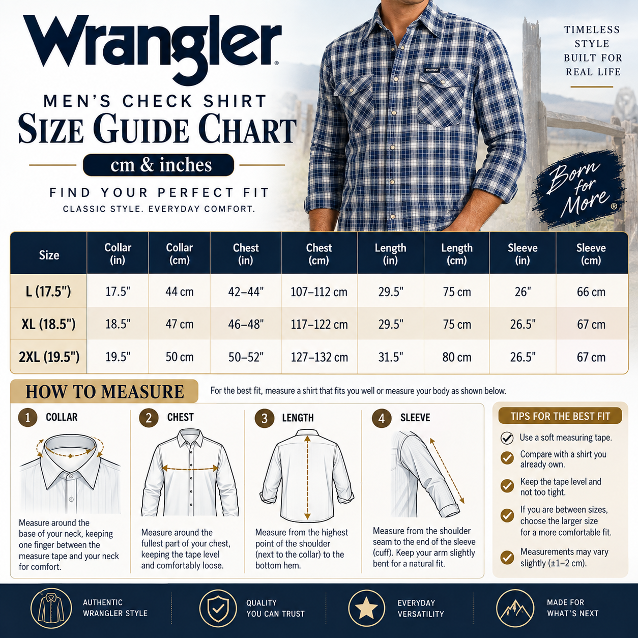 Wrangler Men's 2 Pocket Casual Utility Shirt | Navy & Green Check | L–2XL