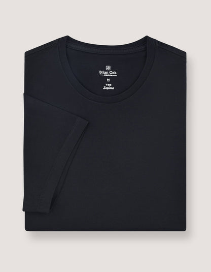 Brian Oak Men's Black Supima Cotton T-Shirt with Smart Fit and Soft Feel