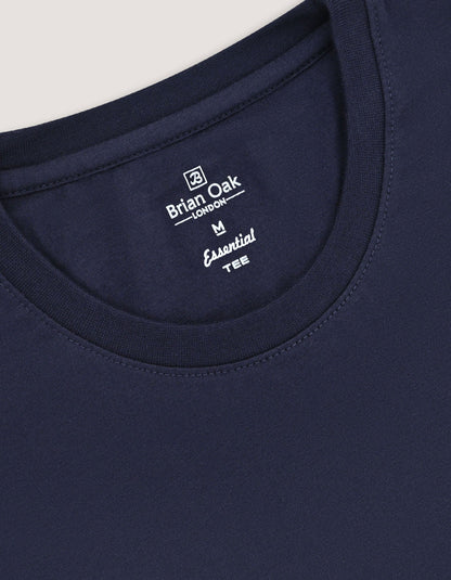 Brian Oak Unisex Navy Plain 100% Cotton Round Neck T-Shirt with Smart Fit