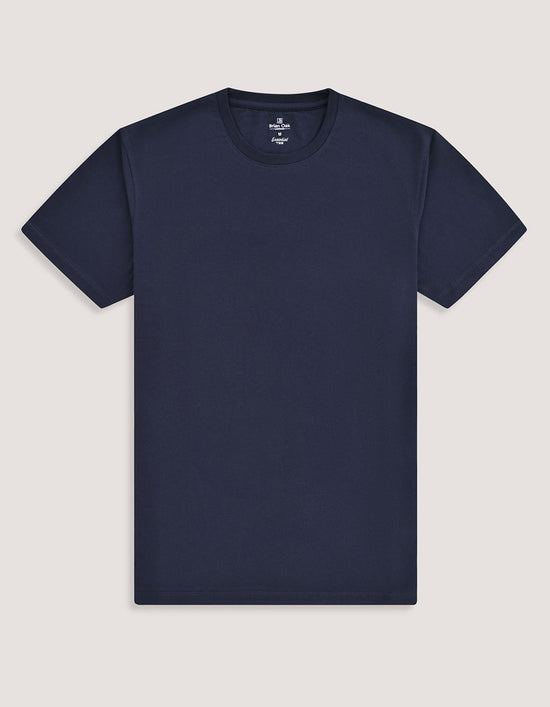 Brian Oak Unisex Navy Plain 100% Cotton Round Neck T-Shirt with Smart Fit