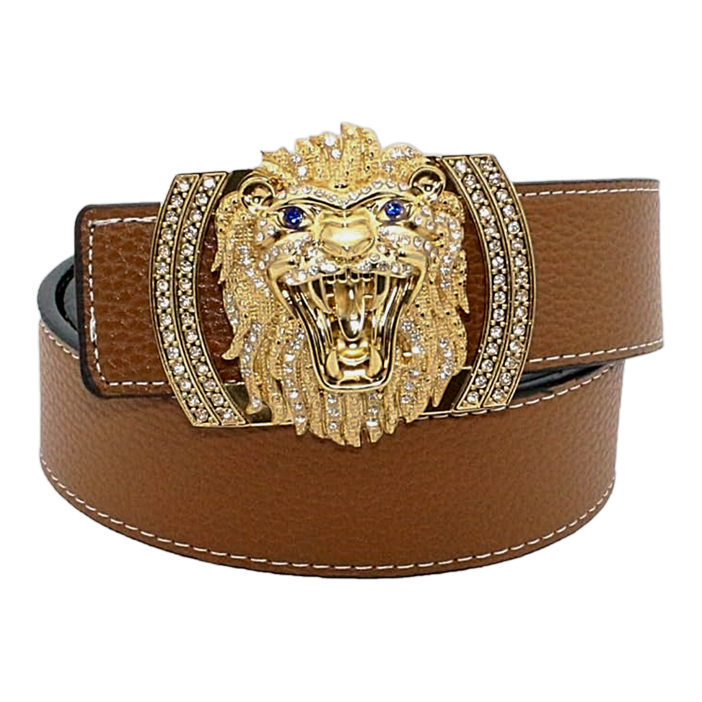 QHA Men's Designer Lion Buckle Leather Belt – 38mm, Statement Waist Belt Q3-01 - additional view 23