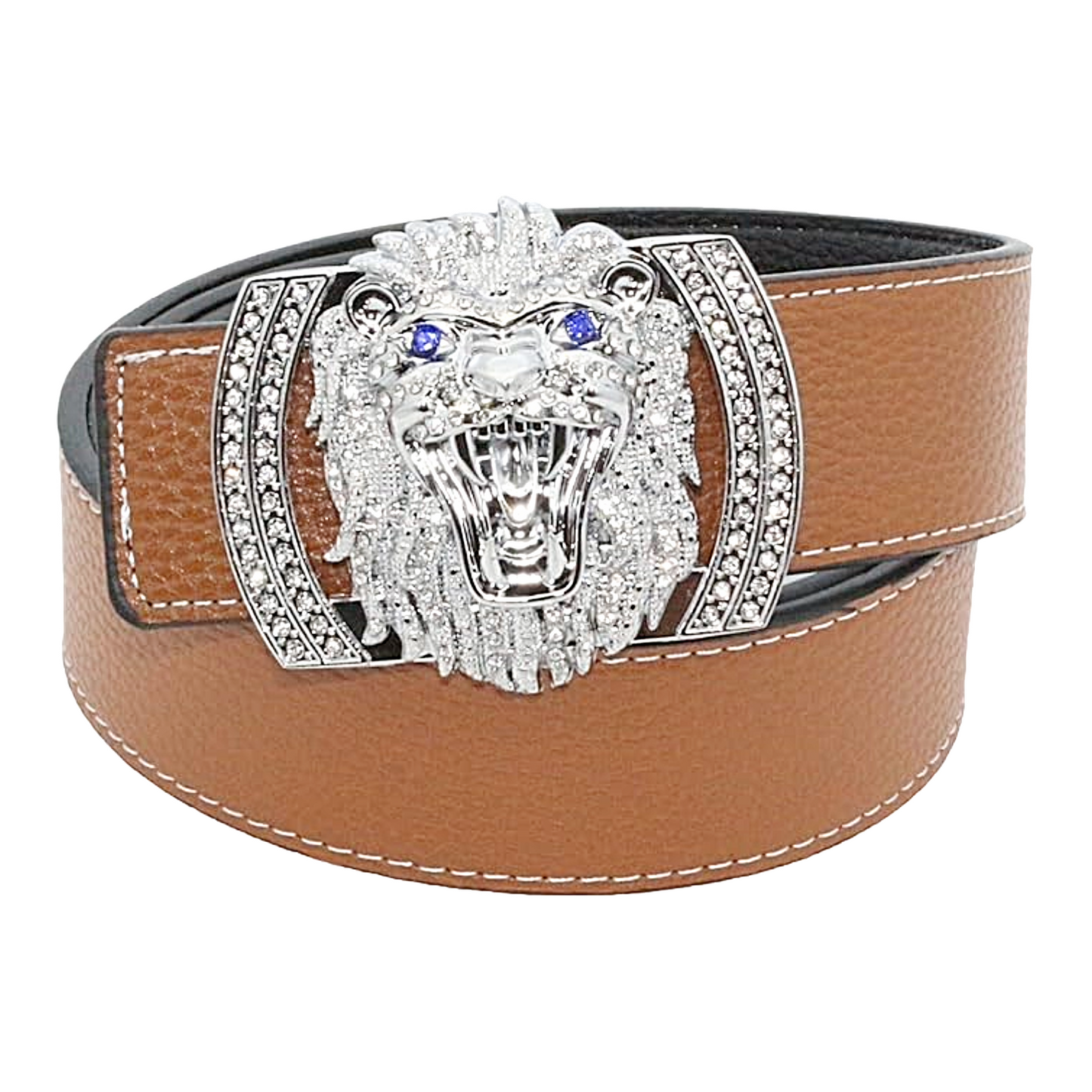 QHA Men's Designer Lion Buckle Leather Belt – 38mm, Statement Waist Belt Q3-01 - additional view 26