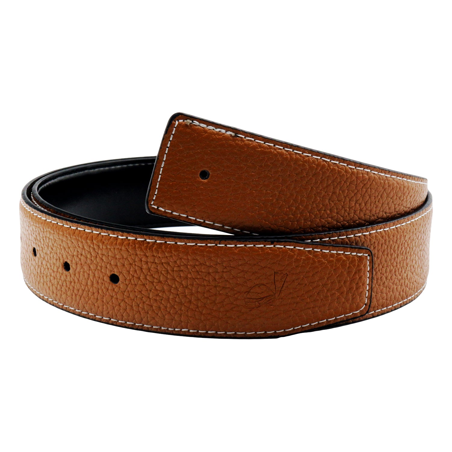 QHA 38mm Split Leather Strap for Buckle, Contrast Stitch, Unisex, Q06