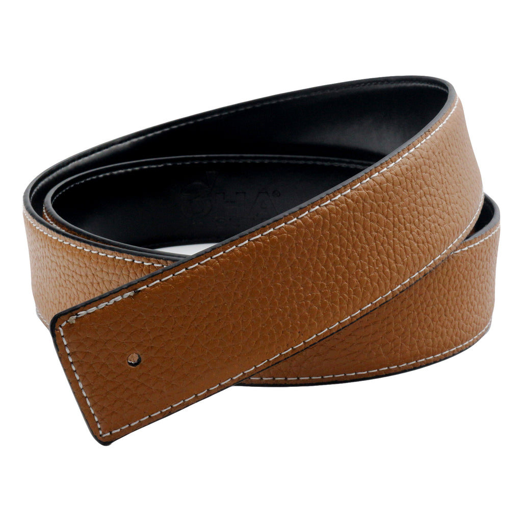 QHA 38mm Split Leather Strap for Buckle, Contrast Stitch, Unisex, Q06
