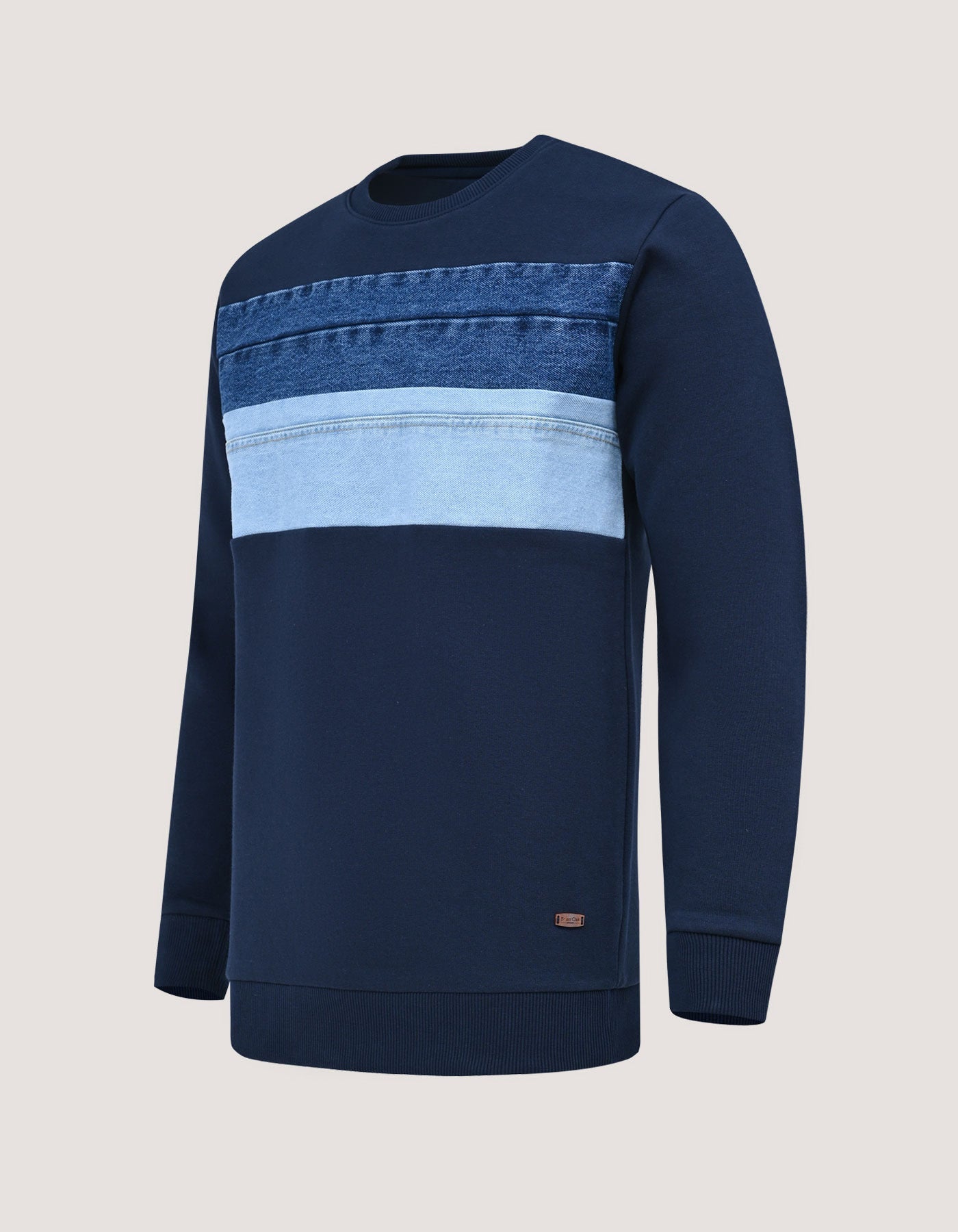 Modern Panelled Navy Fleece Sweatshirt
