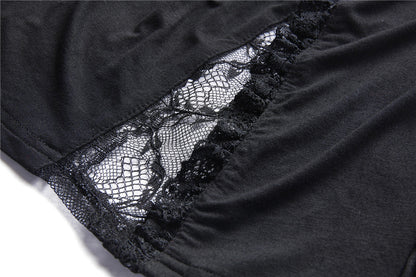 Dark In Love Jemima Black Gothic Top - Lace Bell Sleeves Sweetheart Neckline