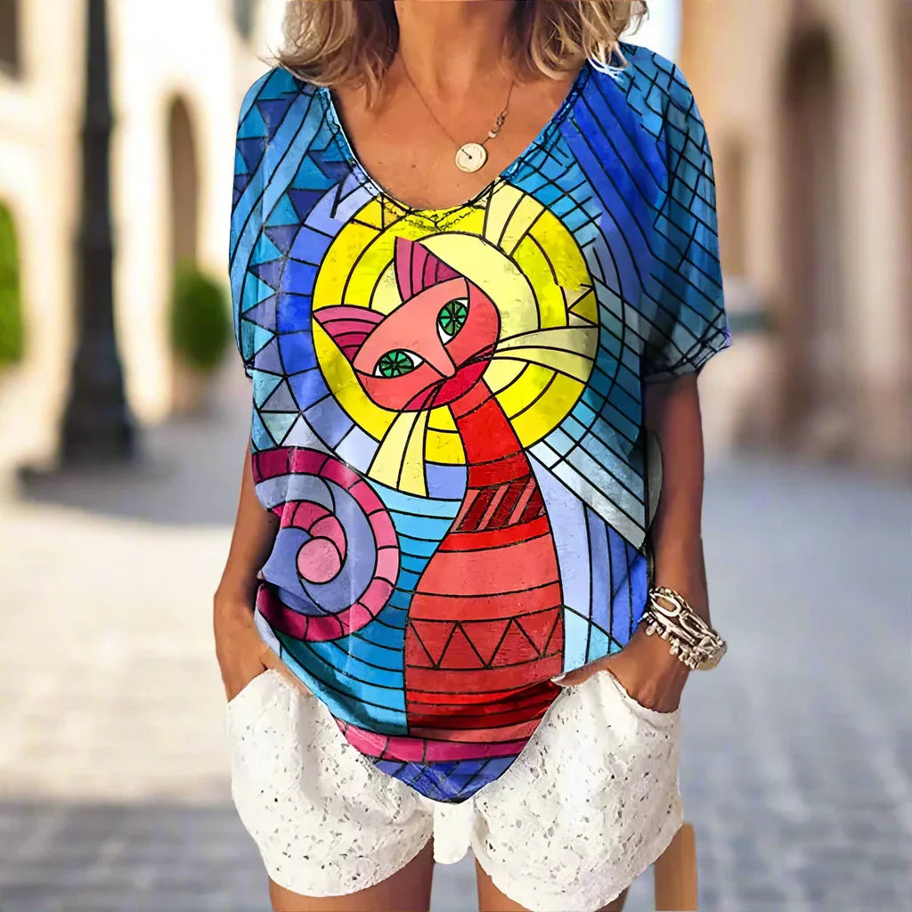 1.Chic & Playful 3D Cat Print T-Shirts