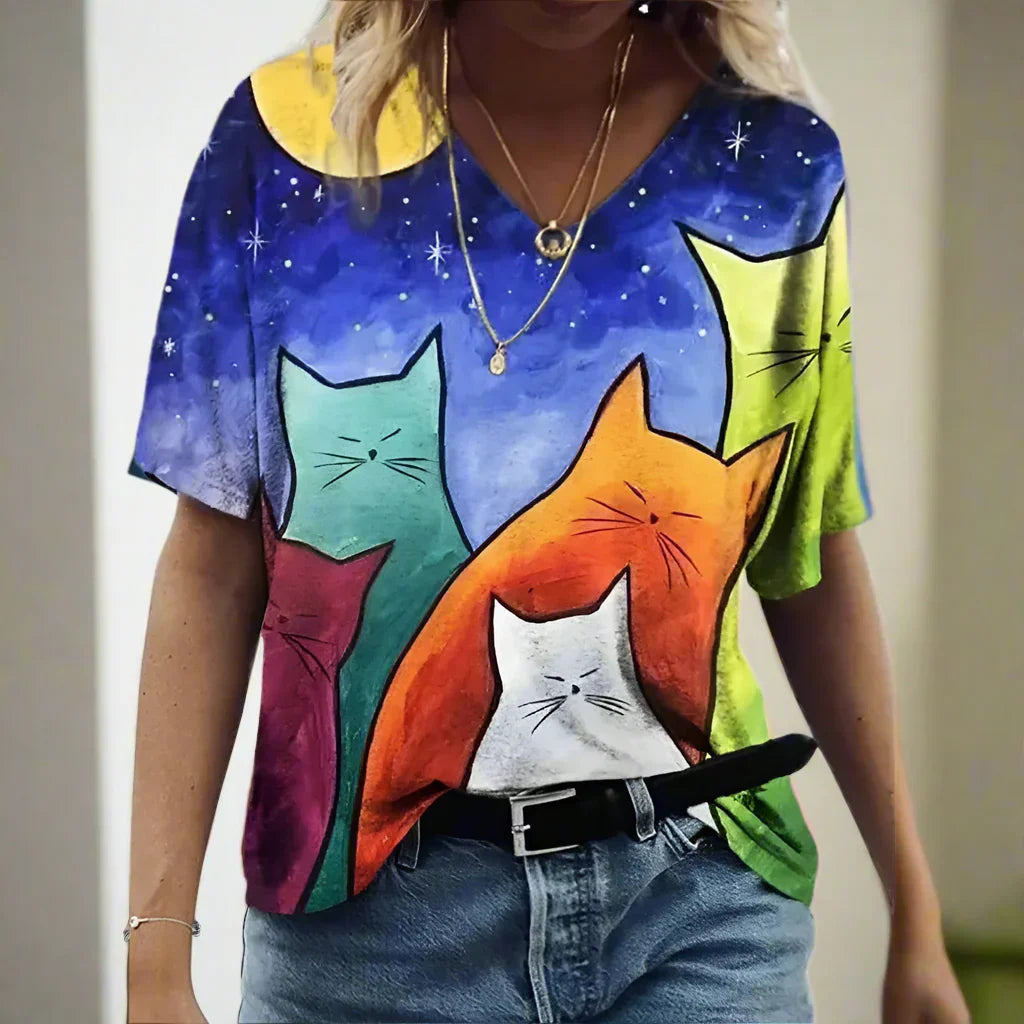 1.Chic & Playful 3D Cat Print T-Shirts