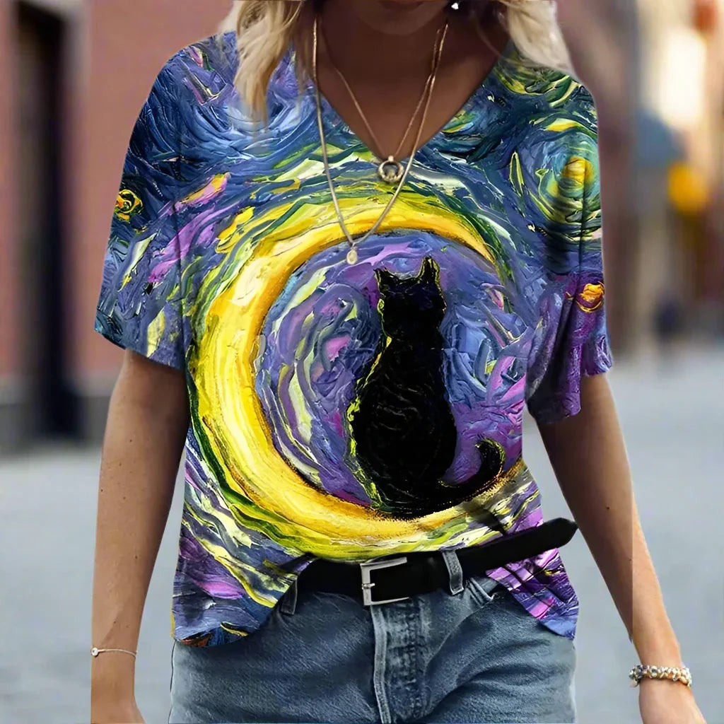 1.Chic & Playful 3D Cat Print T-Shirts