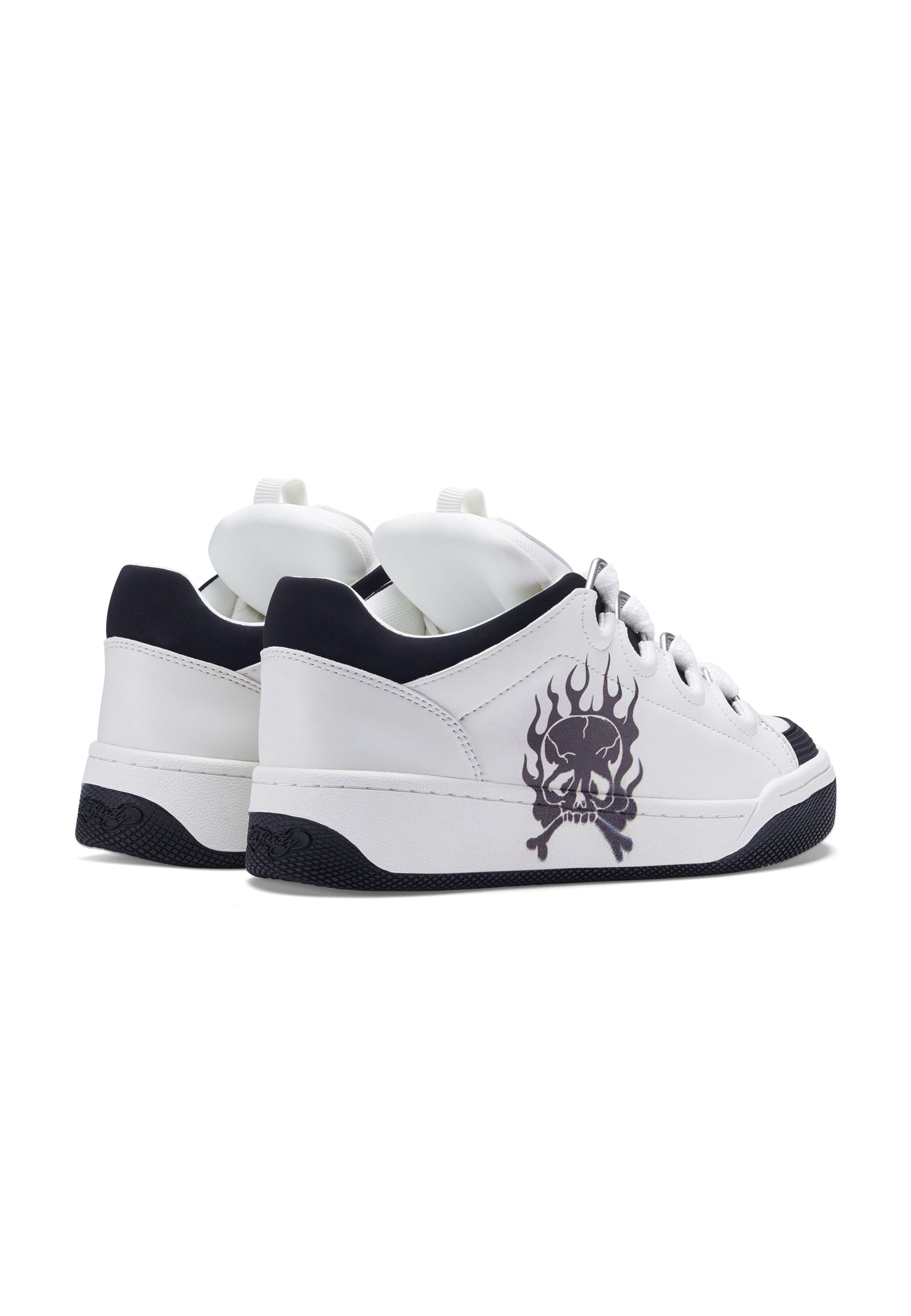 Womens Hardflip Low - Flaming Skull - White/Black