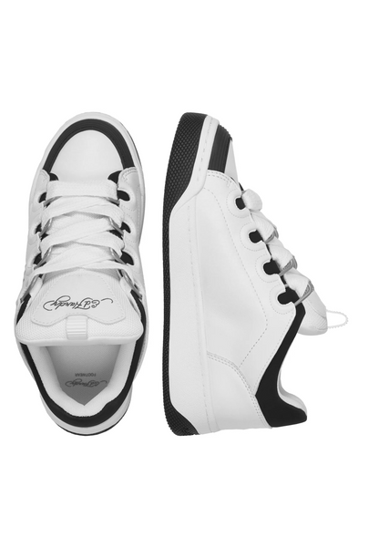 Womens Hardflip Low - Flaming Skull - White/Black