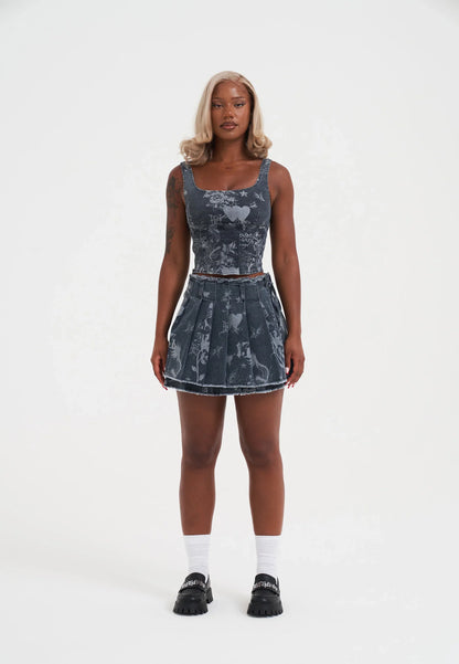 Womens Edh Love Print Skirt - Blue
