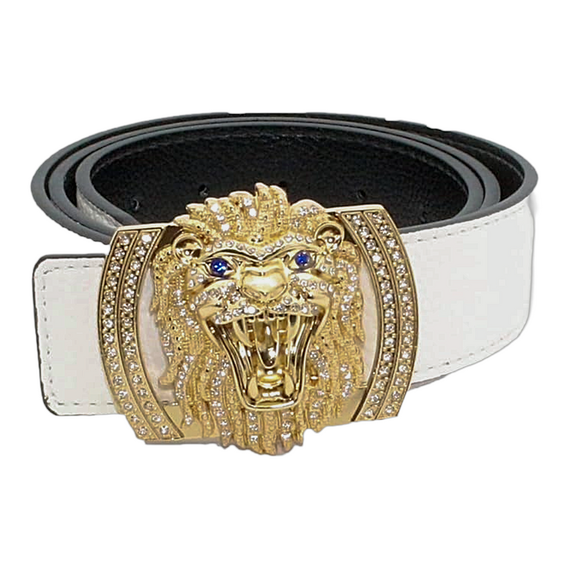 QHA Men's Designer Lion Buckle Leather Belt – 38mm, Statement Waist Belt Q3-01 - additional view 28