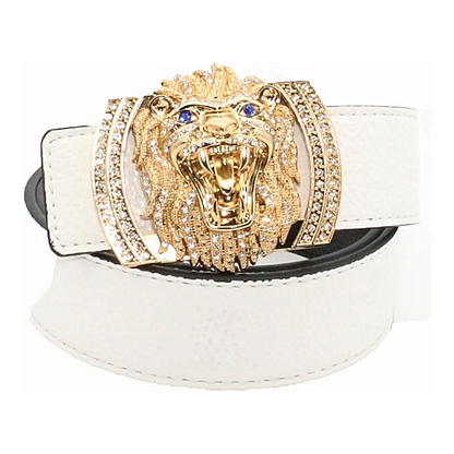 QHA Men's Designer Lion Buckle Leather Belt – 38mm, Statement Waist Belt Q3-01 - additional view 36