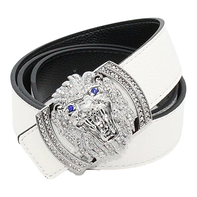 QHA Men's Designer Lion Buckle Leather Belt – 38mm, Statement Waist Belt Q3-01 - additional view 15