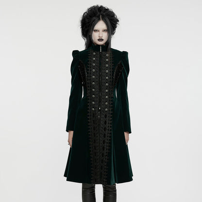 Punk Rave Aviara Dark Green Velvet Coat