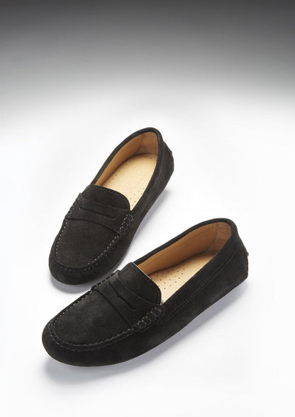 Hugs & Co Womens Black Suede Penny Driving Loafers EU 36-42 product image 6