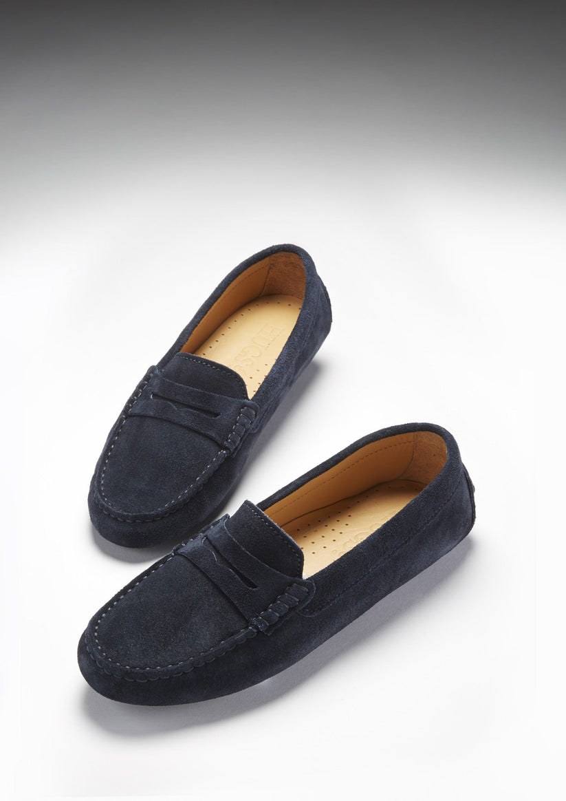 Hugs & Co Womens Navy Blue Suede Penny Driving Loafers EU 36-42 product image 3