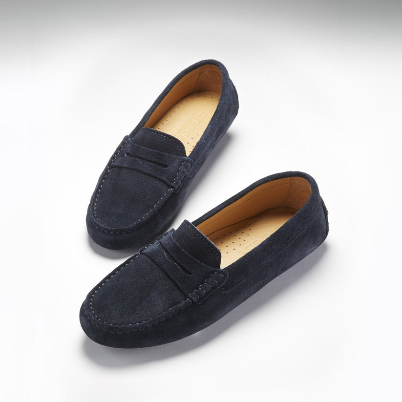 Hugs & Co Womens Navy Blue Suede Penny Driving Loafers EU 36-42 product image 2