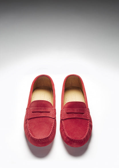 Hugs & Co Womens Red Suede Penny Loafers Leather Lined EU 36-42 product image 3