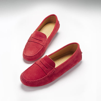 Hugs & Co Womens Red Suede Penny Loafers Leather Lined EU 36-42 product image 2