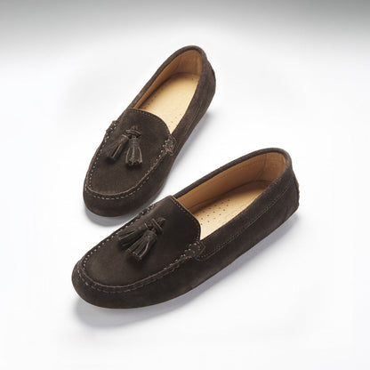 Hugs & Co Womens Brown Suede Tasselled Driving Loafers EU 36-42 product image 2