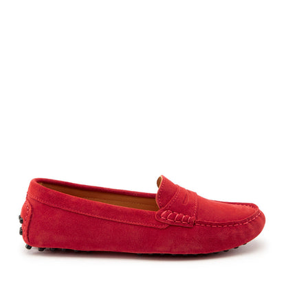 Hugs & Co Womens Red Suede Penny Loafers Leather Lined EU 36-42 product image 1