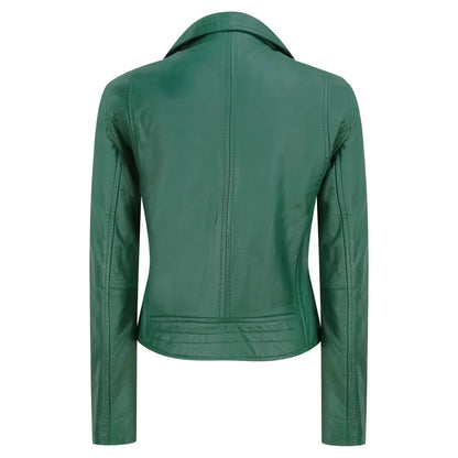Women's Real Leather Biker Jacket Cross Zip Slim Fit Brando Style — 8 Colours