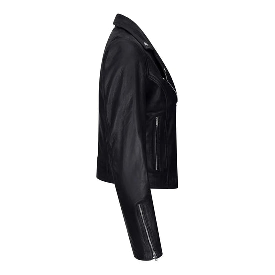 Women's Real Leather Biker Jacket Cross Zip Slim Fit Brando Style — 8 Colours
