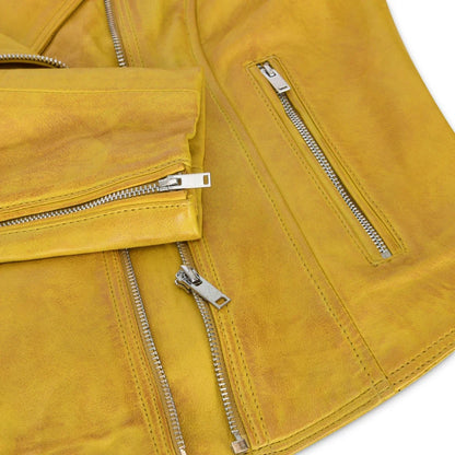 Women's Real Leather Biker Jacket Cross Zip Slim Fit Brando Style — 8 Colours