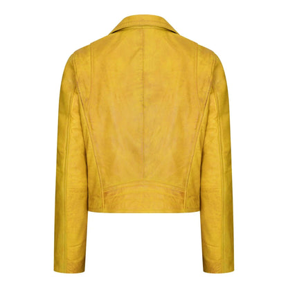 Women's Real Leather Biker Jacket Cross Zip Slim Fit Brando Style — 8 Colours