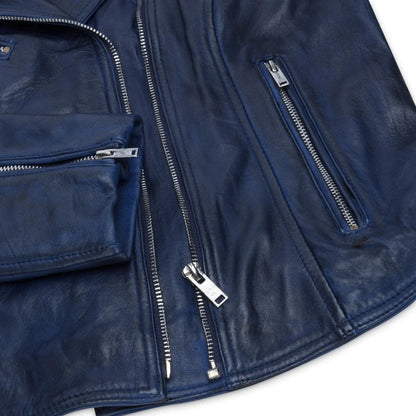 Women's Real Leather Biker Jacket Cross Zip Slim Fit Brando Style — 8 Colours