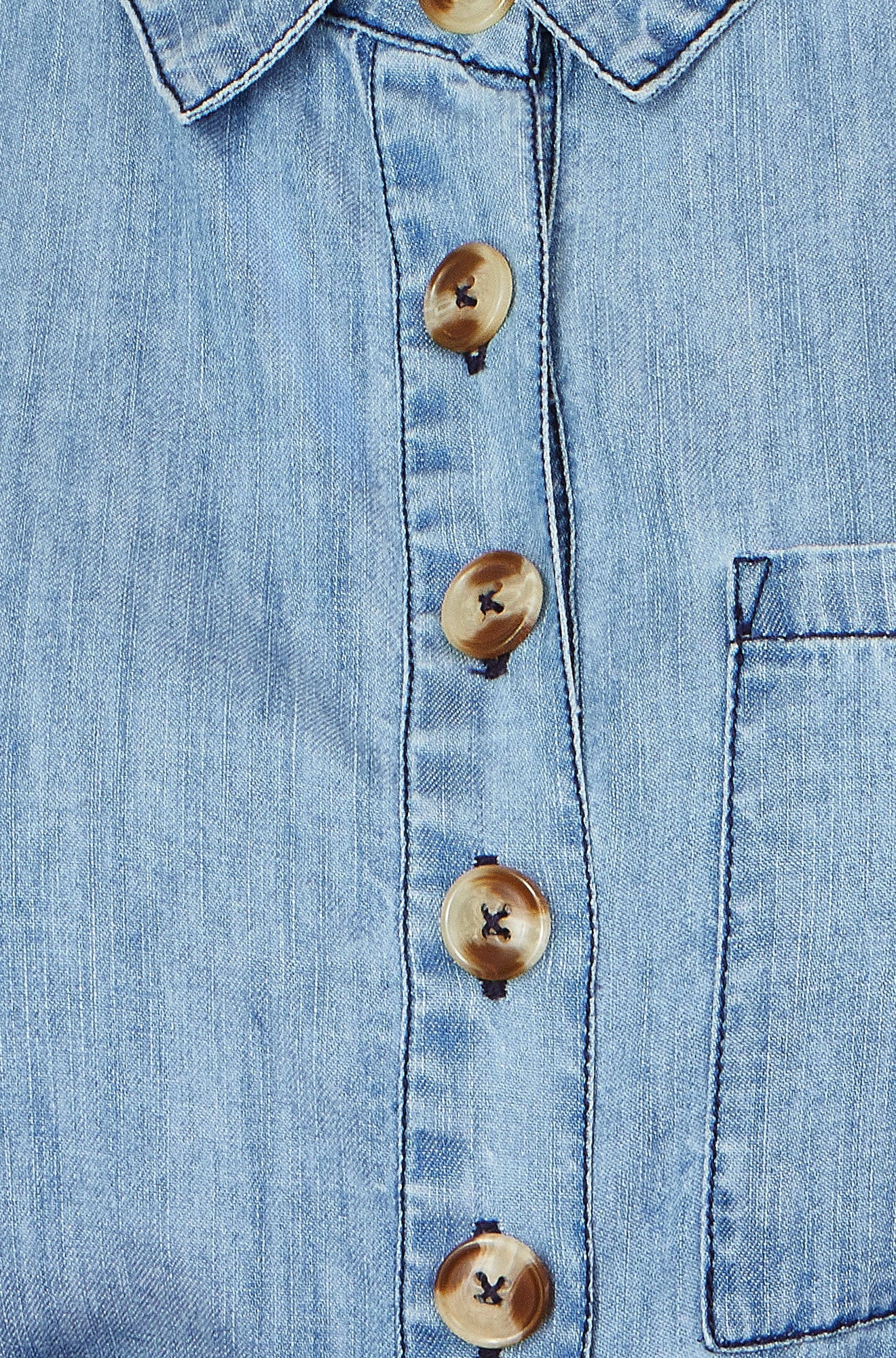 Yumi Blue Chambray Light Denim Button Jumpsuit