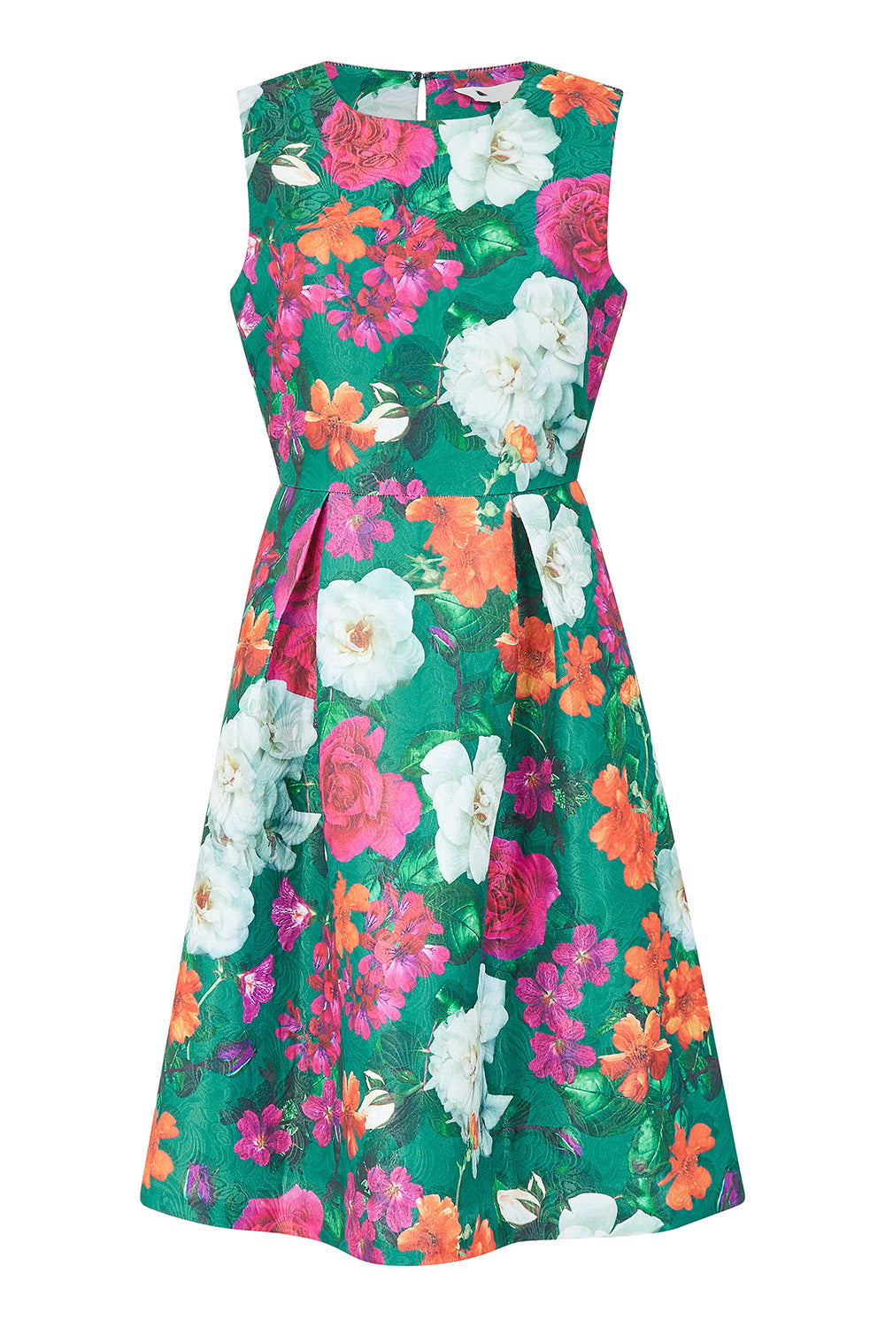 Yumi Green Floral Jacquard Skater Dress - QHA UK