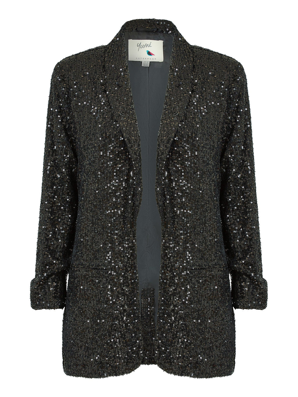 Yumi Black Sequin Blazer With Pockets - QHA UK