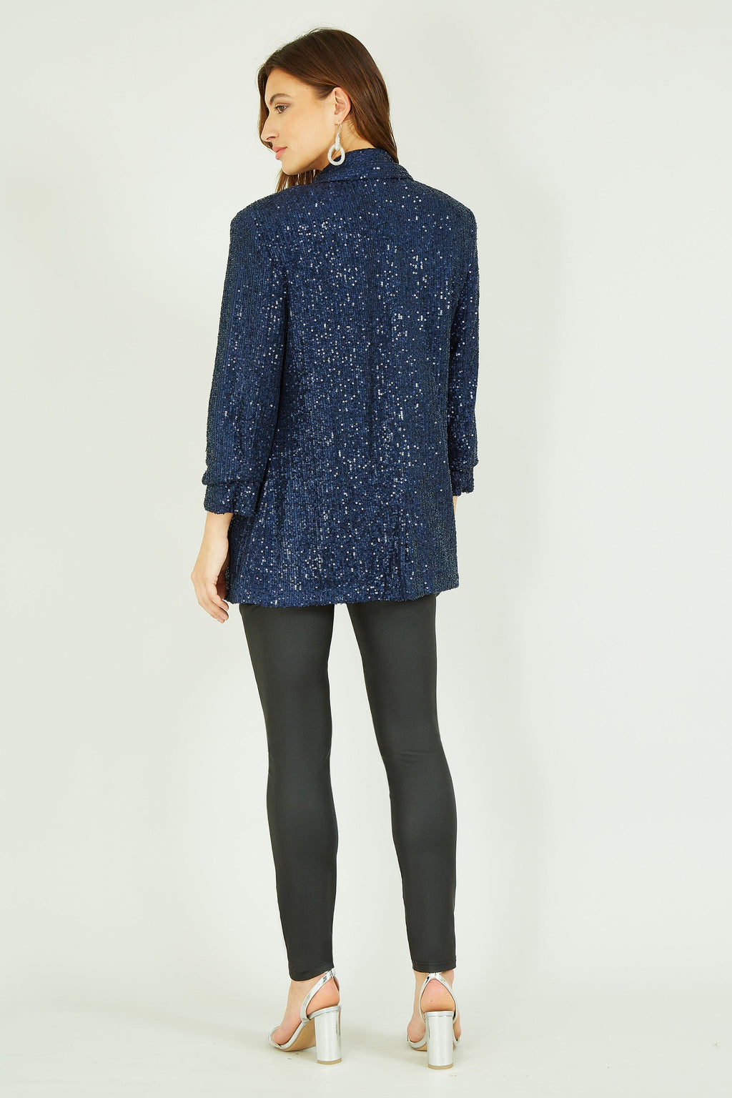 Yumi Navy Sequin Blazer With Pockets - QHA UK
