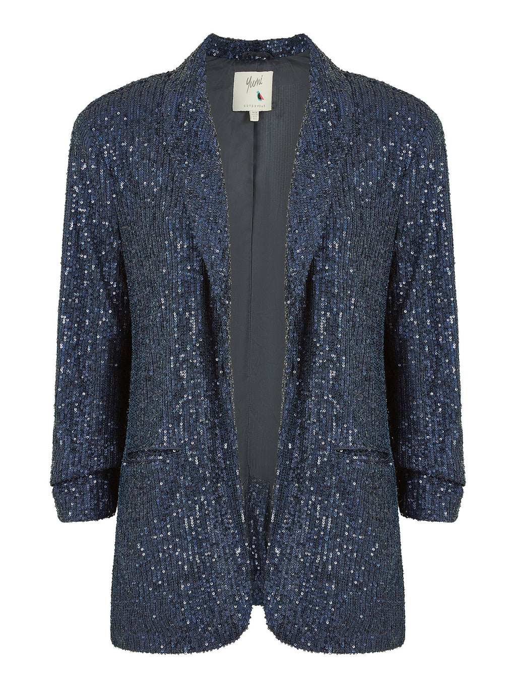 Yumi Navy Sequin Blazer With Pockets - QHA UK