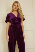 Yumi Purple Jumpsuit With Angel Sleeves - QHA UK