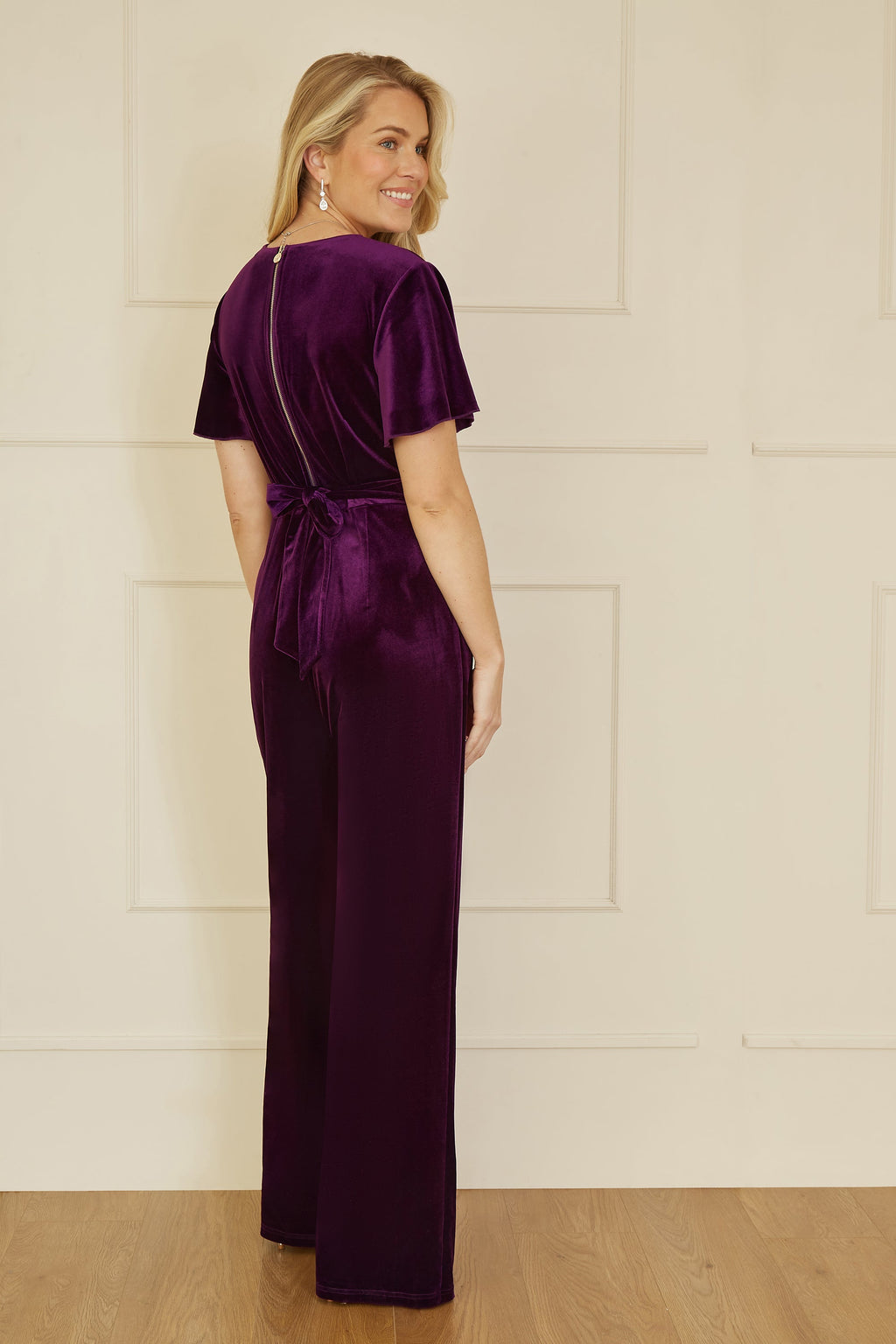 Yumi Purple Jumpsuit With Angel Sleeves - QHA UK
