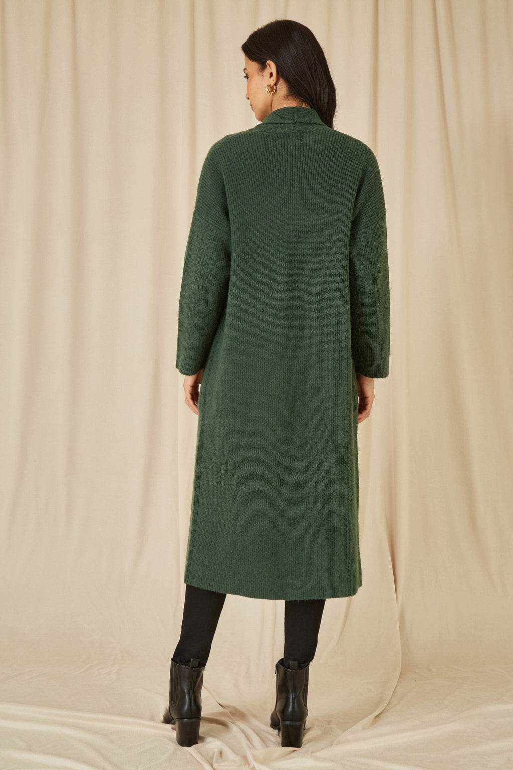 Yumi Green Knitted Maxi Cardigan With Pockets - QHA UK
