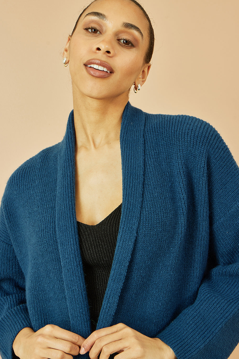 Yumi Teal Knitted Maxi Cardigan With Pockets - QHA UK