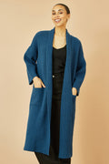Yumi Teal Knitted Maxi Cardigan With Pockets - QHA UK